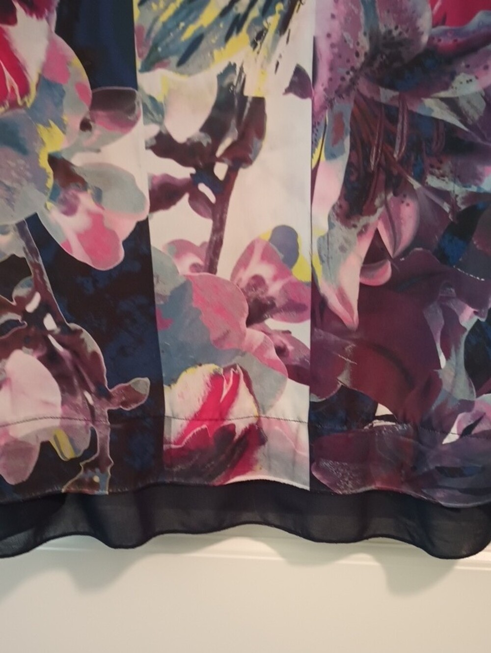 Style & Co. Pink And Black Floral Sheer Layered Blouse - 1X - Picture 4 of 11